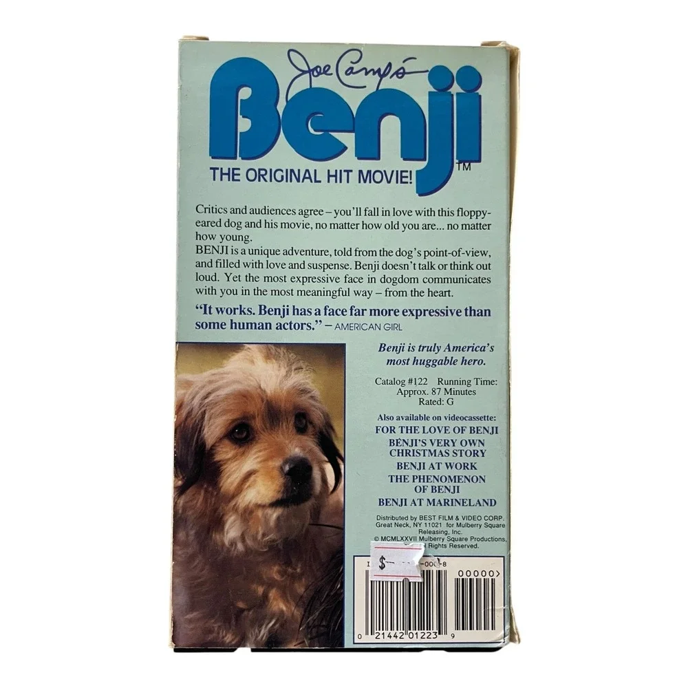 Benji VHS Tape 1977 Original Hit Movie Family Film Rated G Joe Camp Dog